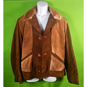 RARE Robert Lewis Vintage 70s Grizzly Shearling Jacket Suede Leather Men’s Size